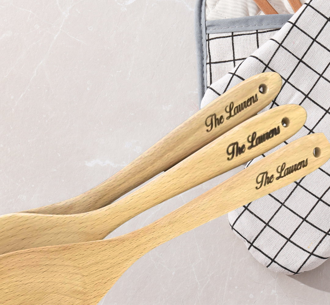 Personalized Engraved Kitchen Gift Set – Custom Cutting Board, Utensils & Coasters | Realtor Closing Gift, Housewarming, or Family Keepsake