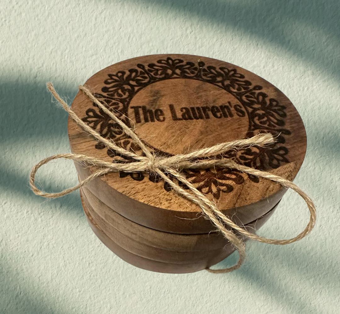 Personalized Engraved Kitchen Gift Set – Custom Cutting Board, Utensils & Coasters | Realtor Closing Gift, Housewarming, or Family Keepsake