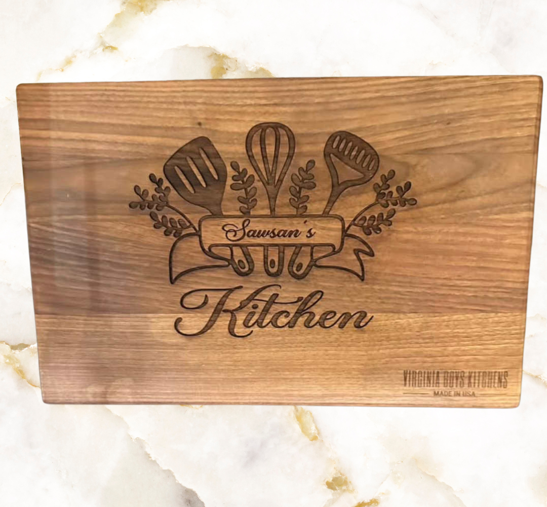 Personalized Engraved Kitchen Gift Set – Custom Cutting Board, Utensils & Coasters | Realtor Closing Gift, Housewarming, or Family Keepsake