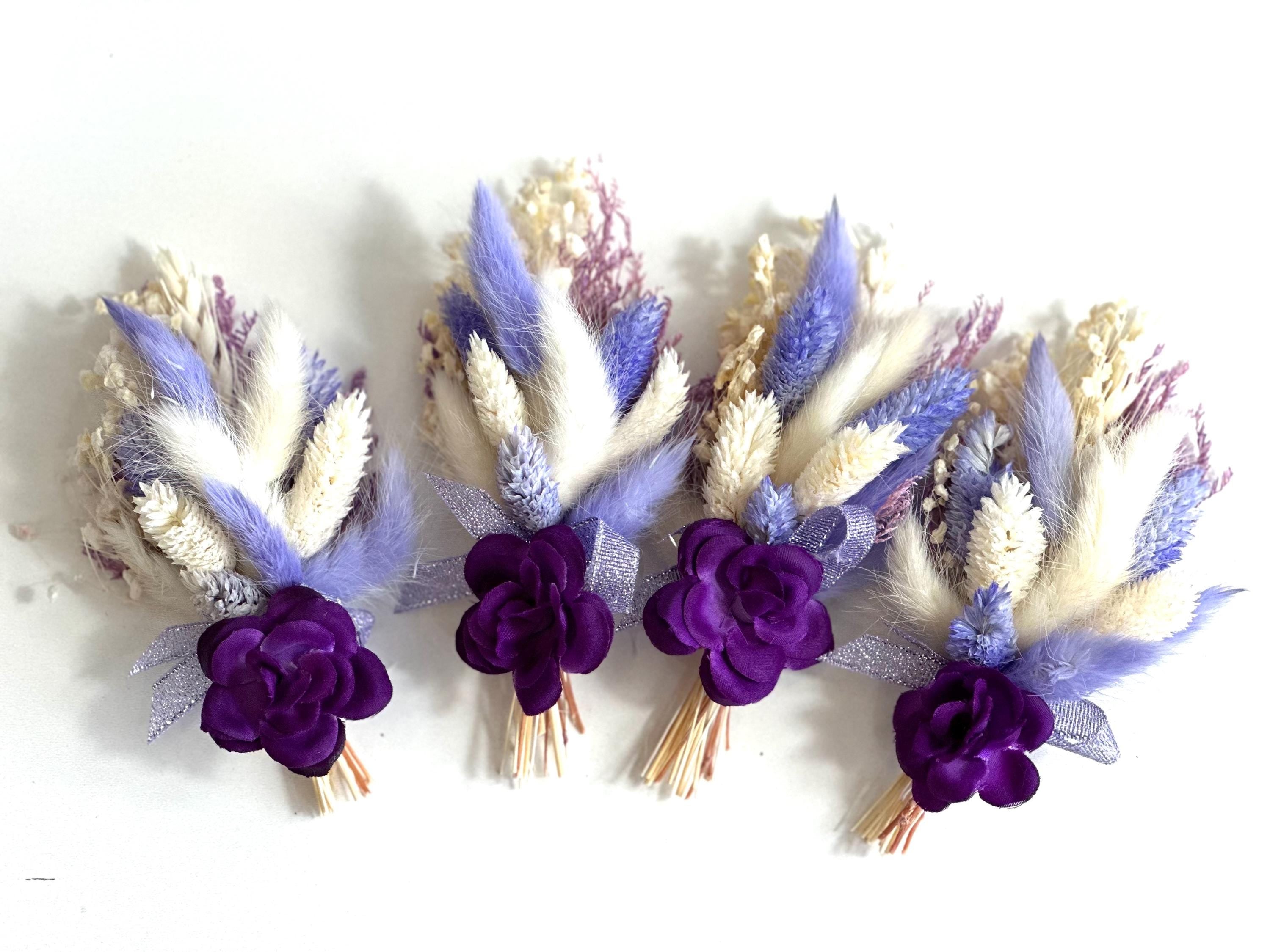 Lavender Elegance, Elegant Lavender Boutonniere, natural dried flowers and pampas boutonniere for weddings and parties.