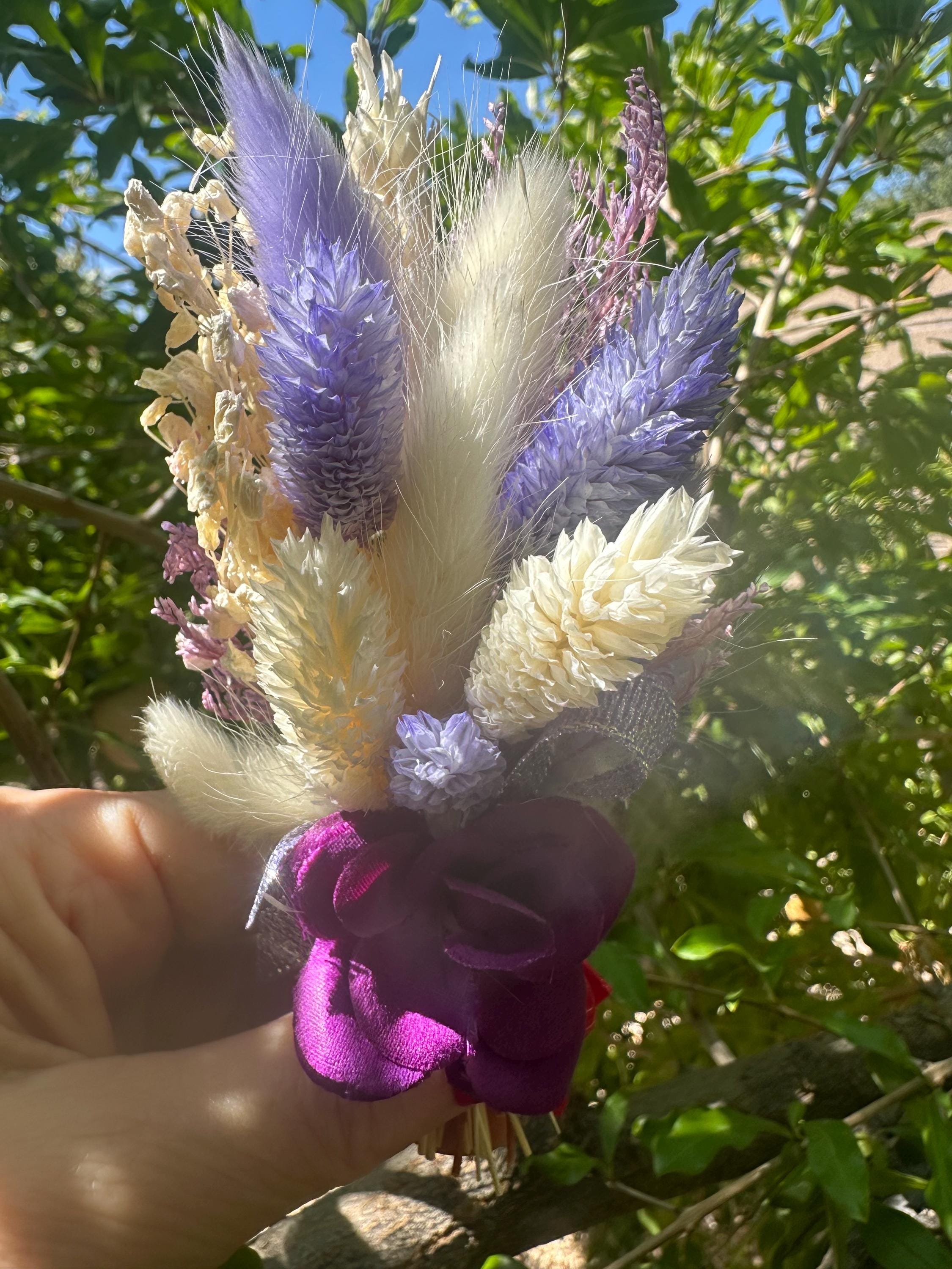 Lavender Elegance, Elegant Lavender Boutonniere, natural dried flowers and pampas boutonniere for weddings and parties.