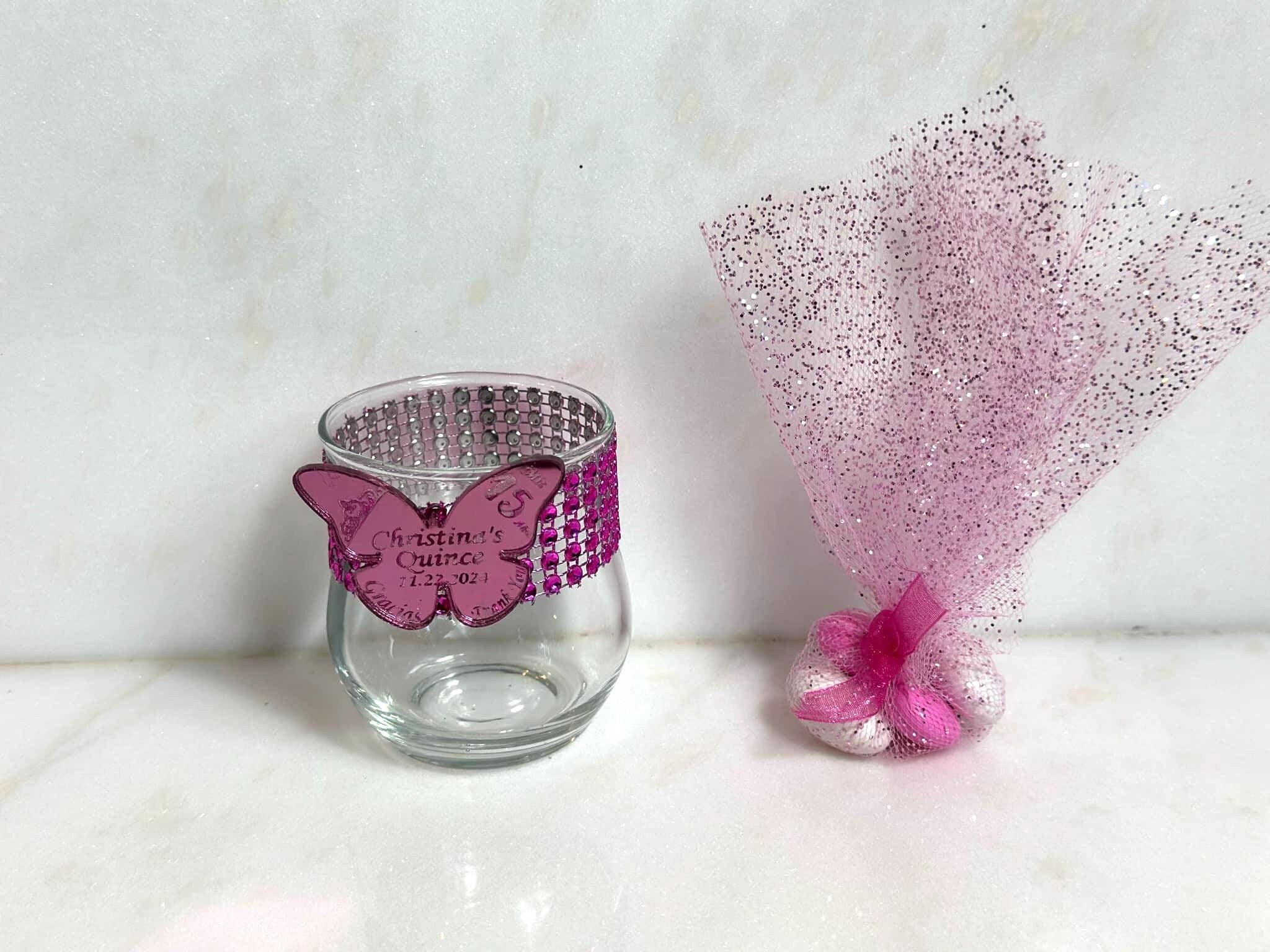 Hot pink Butterfly and candy favors, Bling glam party favors for guests, Hot pink candy favors, custom  Quinceanera favors, Butterfly favors