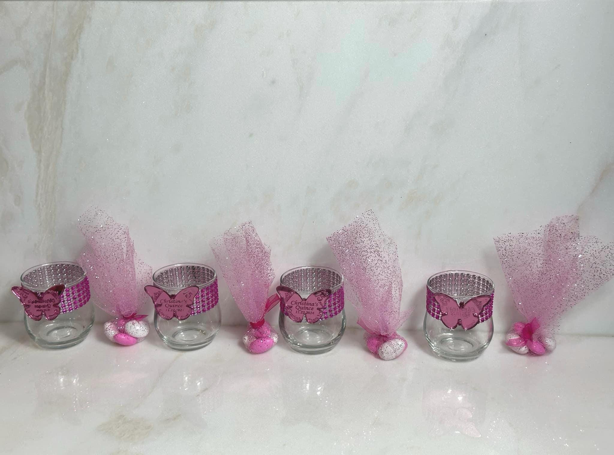 Hot pink Butterfly and candy favors, Bling glam party favors for guests, Hot pink candy favors, custom  Quinceanera favors, Butterfly favors