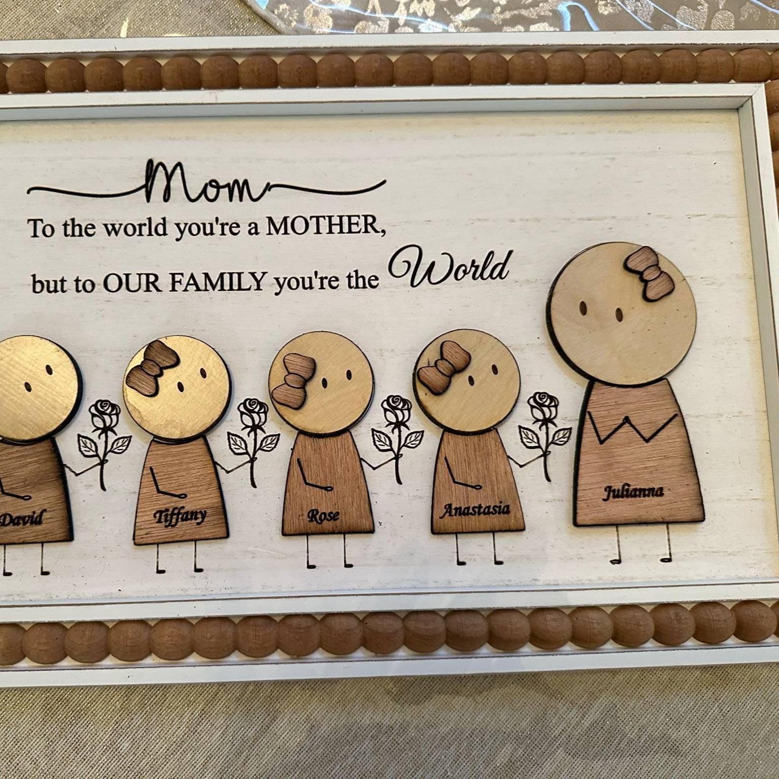 Mother's Day Gift, Mom and kids art, Personalized mother's day present, family wall art, mom and kids wall hanging, custom mother's day gift