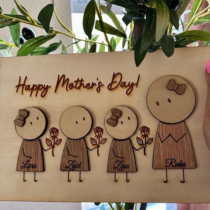 Mother's Day Gift, Mom and kids art, Personalized mother's day present, family wall art, mom and kids wall hanging, custom mother's day gift