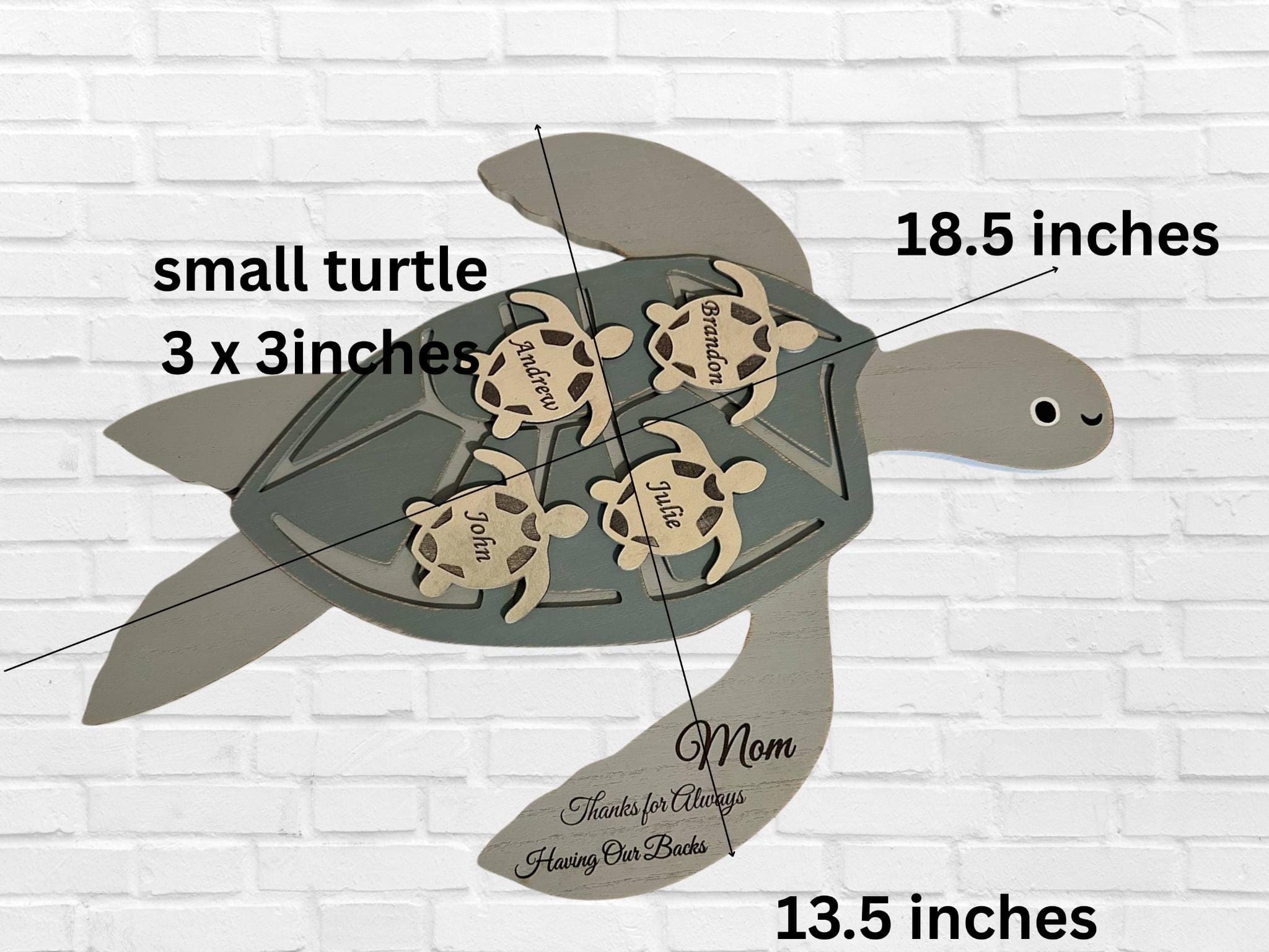 personalized sea turtle wood sign, gift for mom/grandma, thanks for always having our back, custom family name sign, engrave turtle plaque