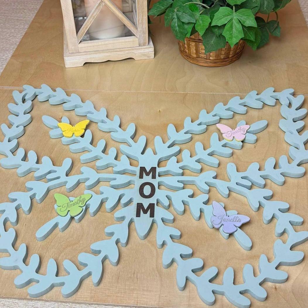 Mom Wooden Sign, Mother's Day Gift for Mom Butterfly, personalized kids names, Butterflies name Gifts , grandma Gift, Laser cut