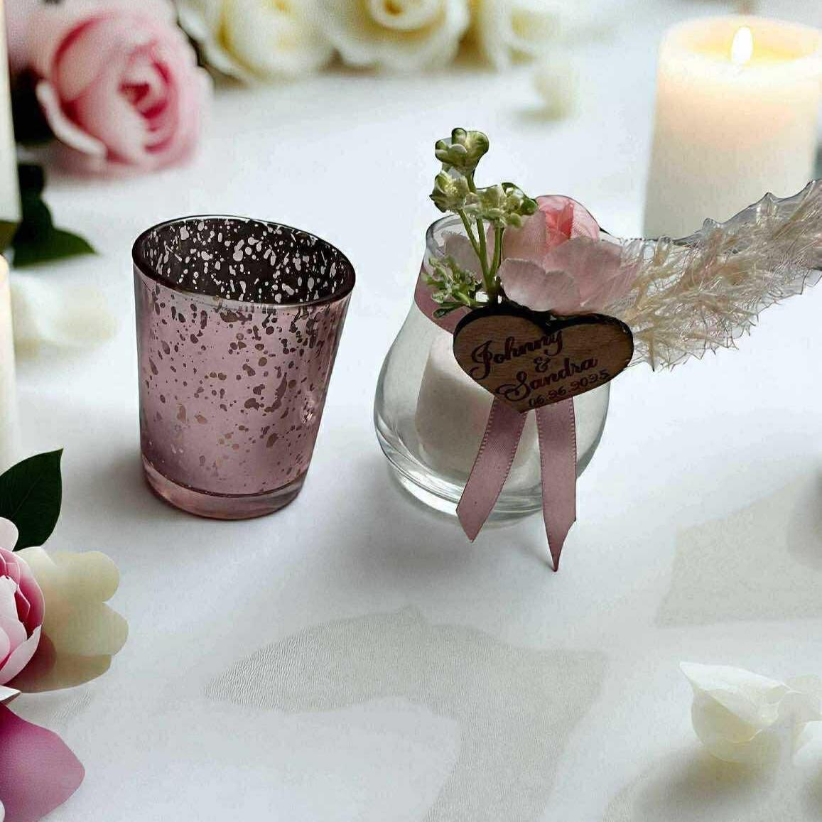 Personalized Wedding Keepsake Box: Vintage Floral Vase, Candle & Engraved Tag