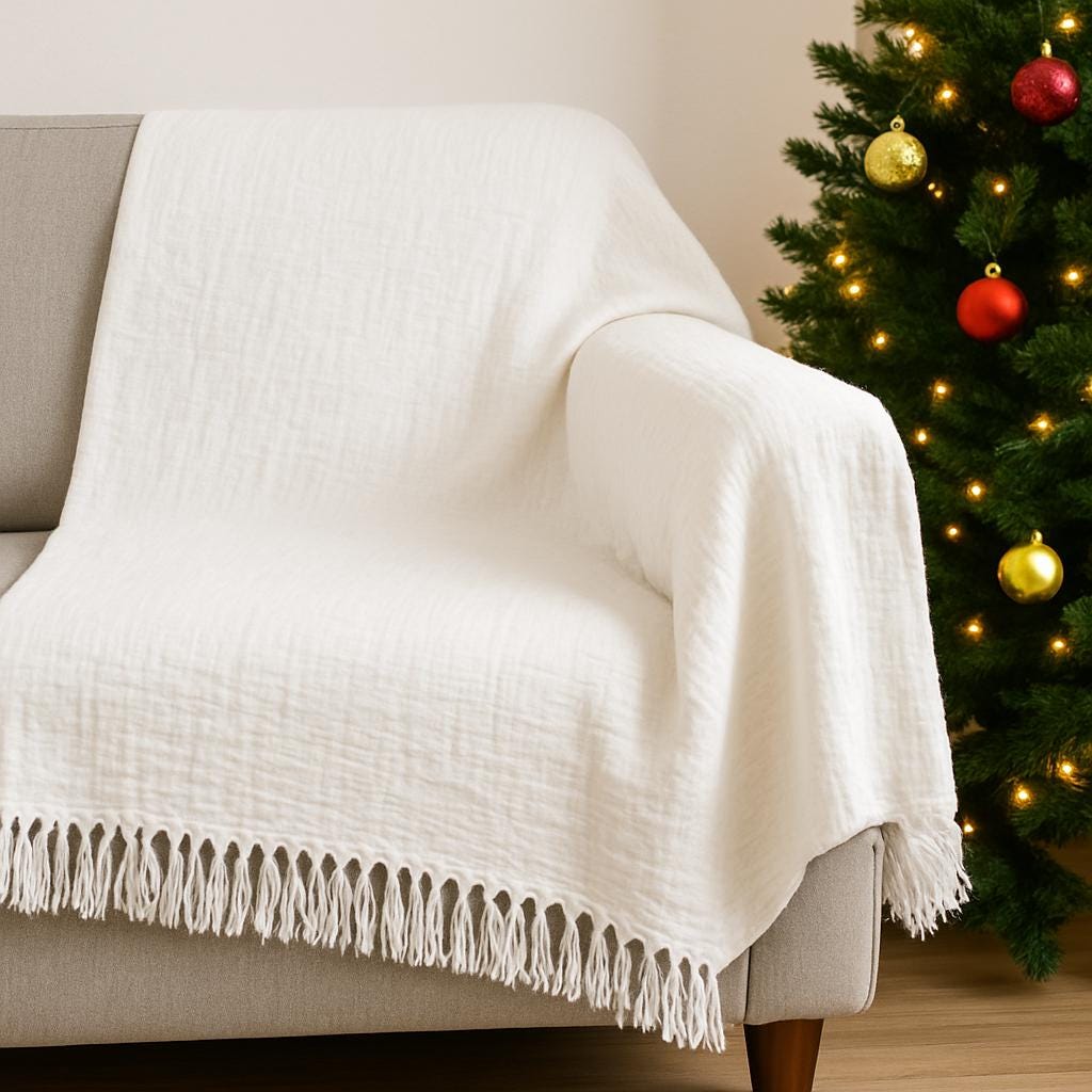 Personalized Christmas Gift Blanket Custom Engraved Tag – Merry Christmas 2025 – Holiday Gift for Her, Him, or Family - cotton throw blanket