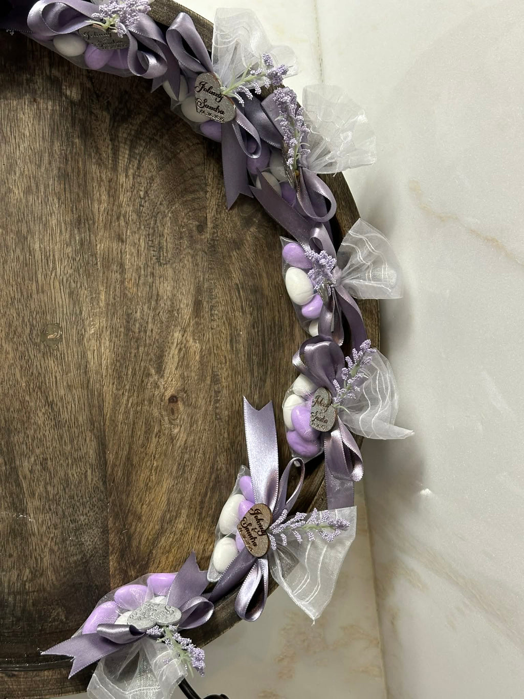 Lilac Candy Sachets wedding favors, Purple party favors, Lavender and white candy favors for guests, Elegant lilac favors with satin ribbon