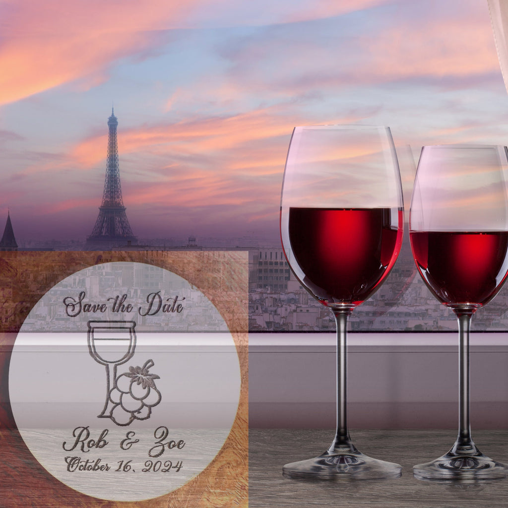 Paris Theme Personalized Save the Date, Wedding Magnets for France Lovers.