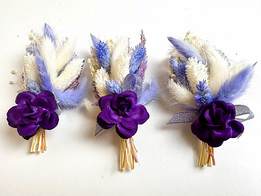 Lavender Elegance, Elegant Lavender Boutonniere, natural dried flowers and pampas boutonniere for weddings and parties.