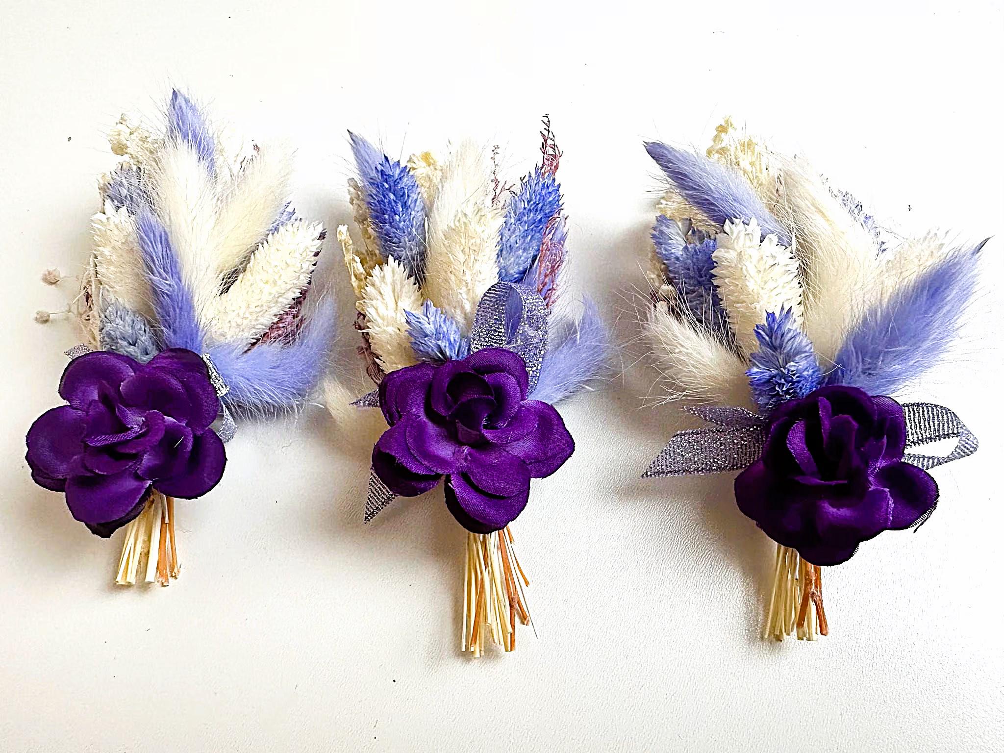 Lavender Elegance, Elegant Lavender Boutonniere, natural dried flowers and pampas boutonniere for weddings and parties.