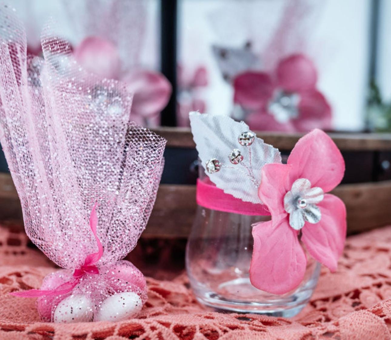 Shades of Pink Wedding Favors for guests, Luxury Favors, Elegance Party Favors, Custom Hot Pink Favors Gift, Fairytale Wedding, Flower Favor
