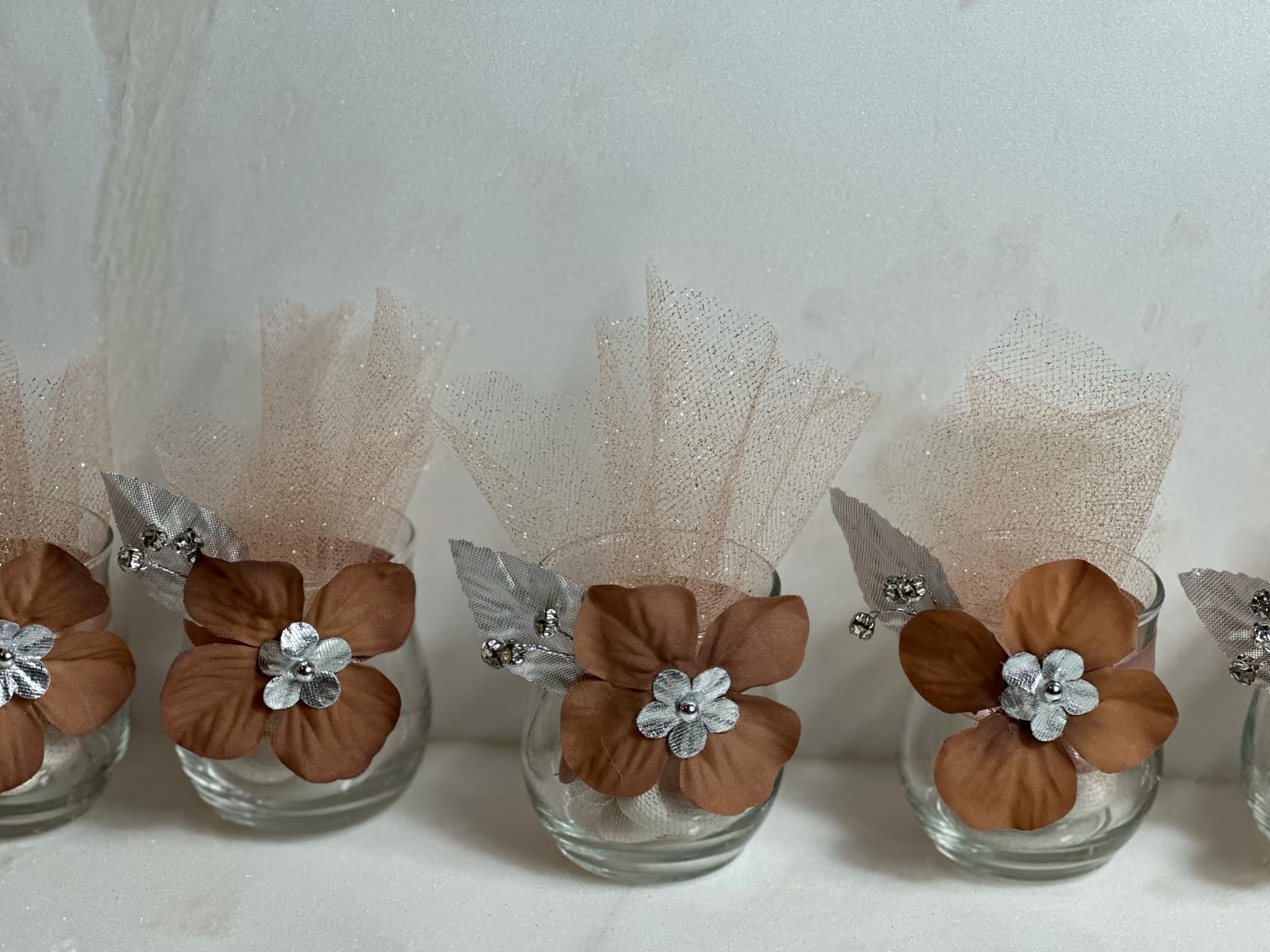Burnt Orange Elegant Wedding Favors for guests, Foliage color Party Favors, Custom rustic orange  favors, Dark nude with Silver Color Favors