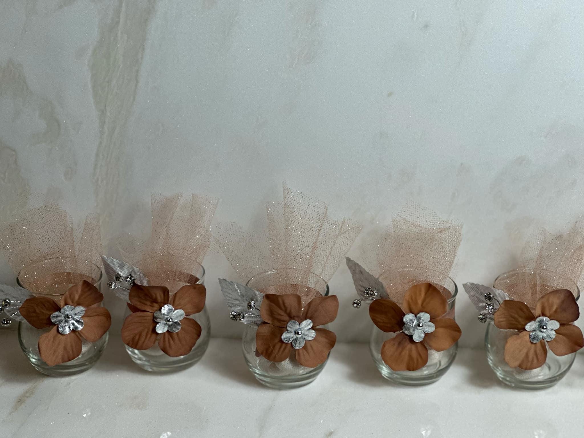 Burnt Orange Elegant Wedding Favors for guests, Foliage color Party Favors, Custom rustic orange  favors, Dark nude with Silver Color Favors