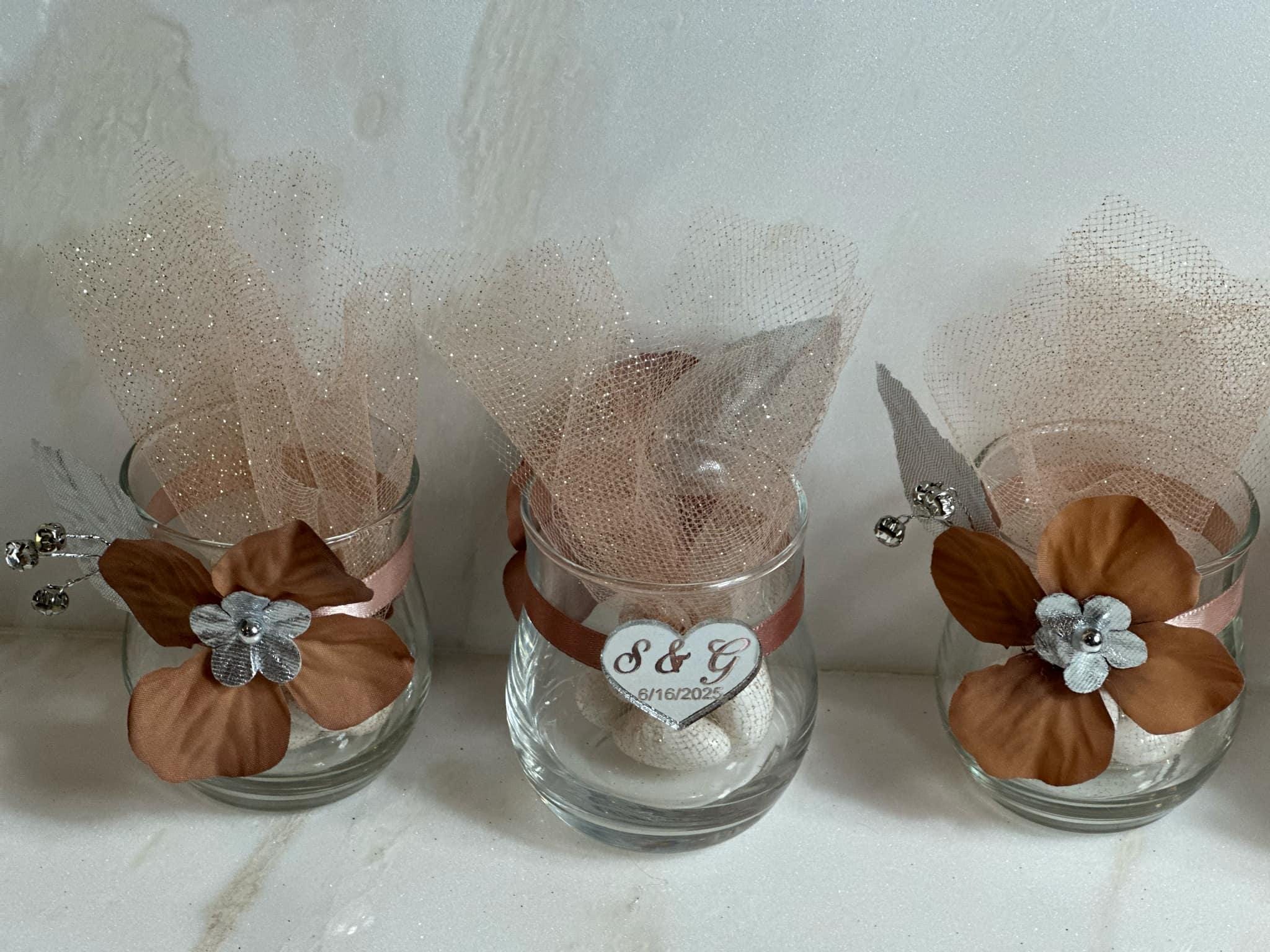 Burnt Orange Elegant Wedding Favors for guests, Foliage color Party Favors, Custom rustic orange  favors, Dark nude with Silver Color Favors