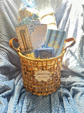 Personalized Mr & Mrs Gift Basket: Ocean Spa, Devotional, Blanket