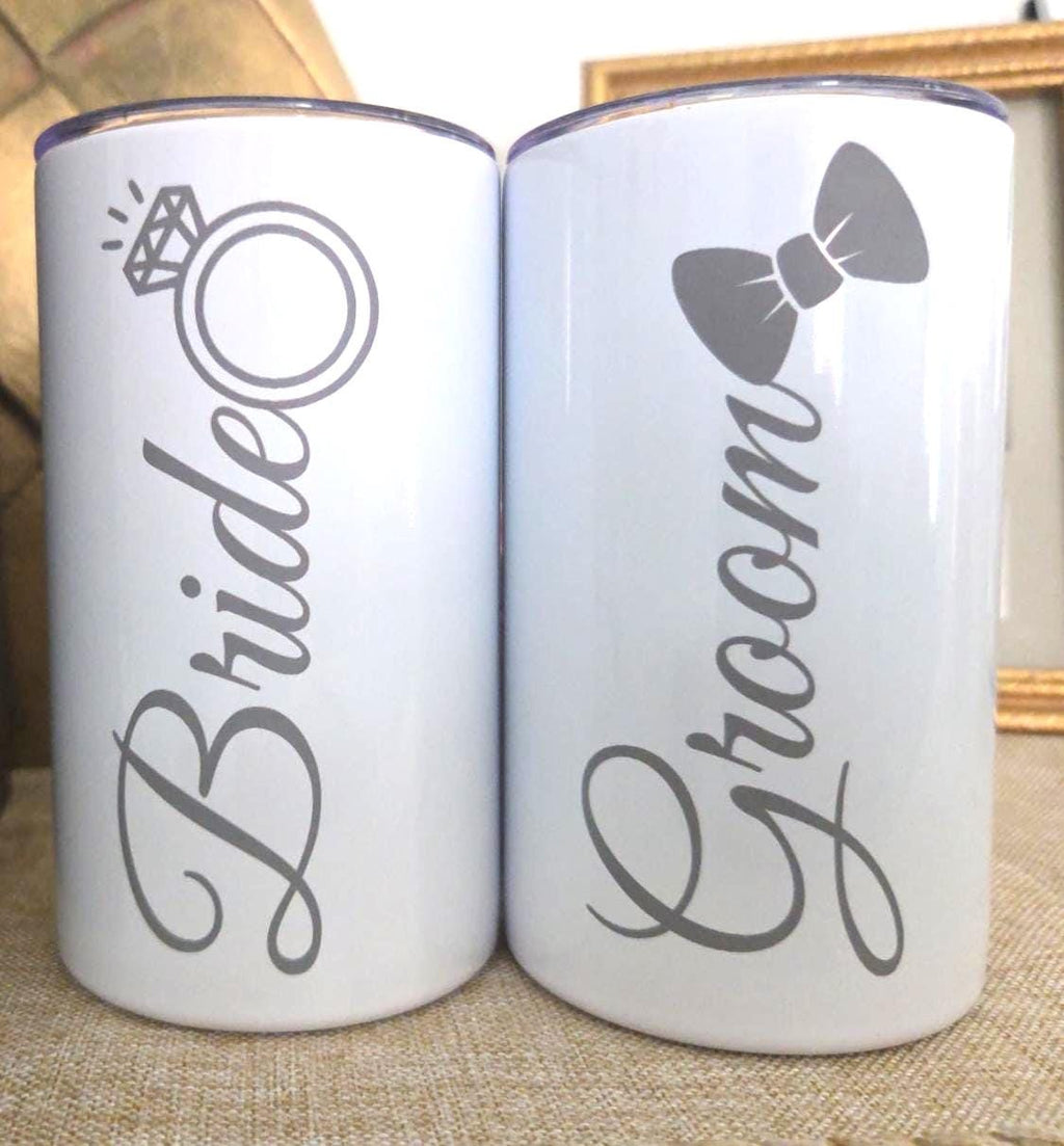 Bride and Groom Tumbler Set – Wedding Gift, Newlywed Gift, Engagement Gift, Mr and Mrs Cups, Bridal Shower Gift, Wedding Day Drinkware