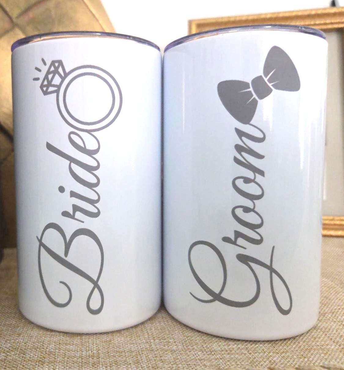 Bride and Groom Tumbler Set – Wedding Gift, Newlywed Gift, Engagement Gift, Mr and Mrs Cups, Bridal Shower Gift, Wedding Day Drinkware